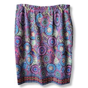 Travel Element Stretch Easy Care Pencil Skirt 1X Colorful Career Comfort USA NEW